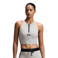 Bandit Running Women's Striped Cadence™ Zip Front Race Crop  - BlackToe Running#colour_plaster-slate