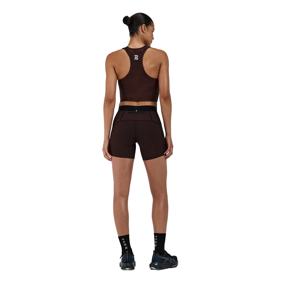 Bandit Running Women's Stamina™ Scoop Neck Race Crop - BlackToe Running#colour_organic-stripe-cacao