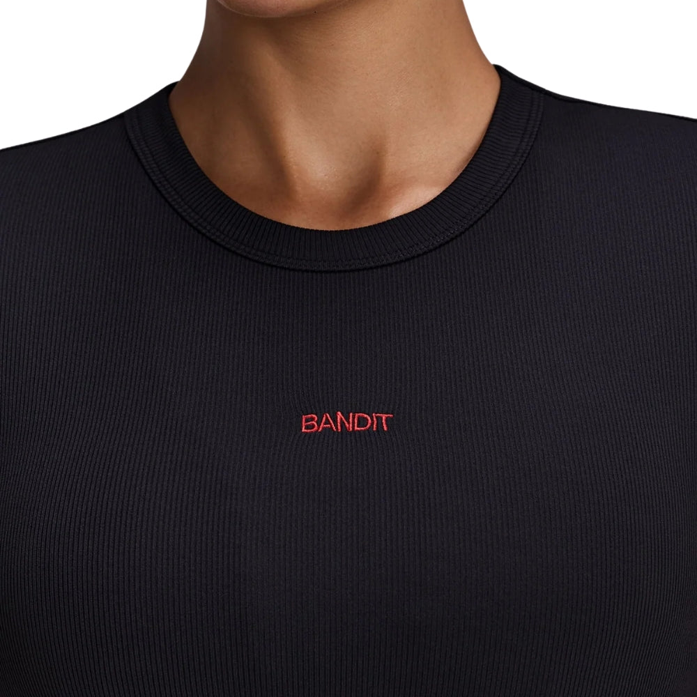 Bandit Running Women's Vituccia™ Cropped Performance Tee - BlackToe Running#colour_black