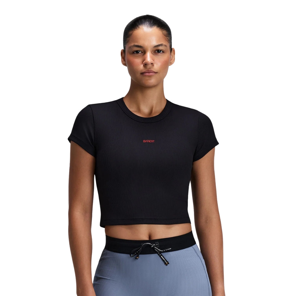 Bandit Running Women's Vituccia™ Cropped Performance Tee - BlackToe Running
