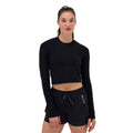 Bandit Running Women's Mercury Seamless™ Long Sleeve Crop - BlackToe Running#colour_black