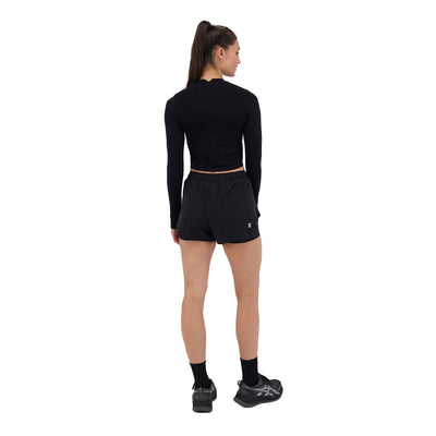 Bandit Running Women's Mercury Seamless™ Long Sleeve Crop - BlackToe Running#colour_black