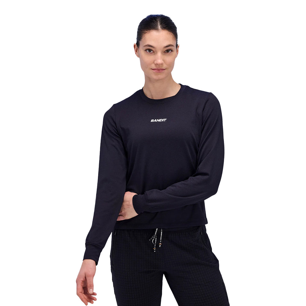 Bandit Running Women's Micromesh™ Long Sleeve Tee - BlackToe Running#colour_black
