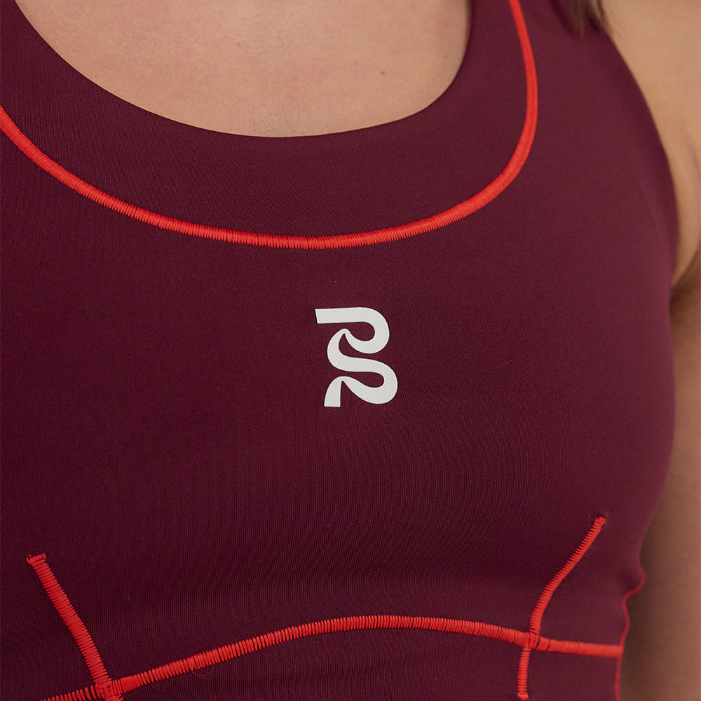 Bandit Running Women's Stamina™ Pop Stitch Arco Bra - BlackToe Running#colour_fig-intense-red