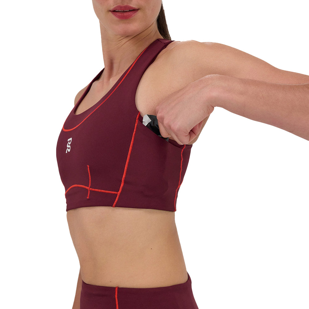 Bandit Running Women's Stamina™ Pop Stitch Arco Bra - BlackToe Running#colour_fig-intense-red