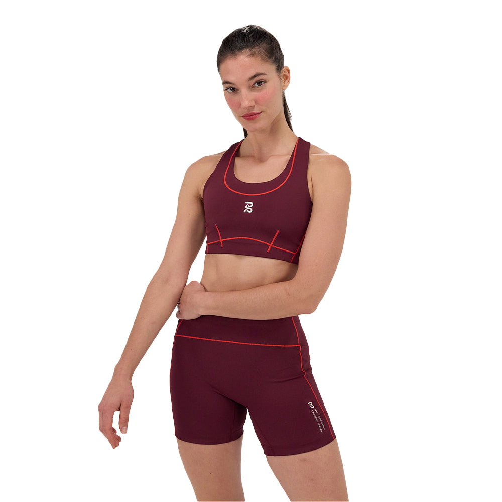 Bandit Running Women's Stamina™ Pop Stitch Arco Bra - BlackToe Running#colour_fig-intense-red