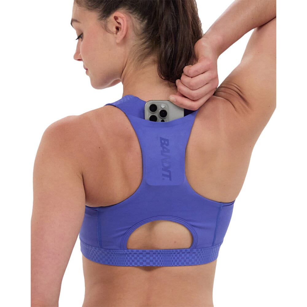 Bandit Running Women's STAMINA™ Scoop Neck Run Bra - BlackToe Running#colour_deep-peri-blue