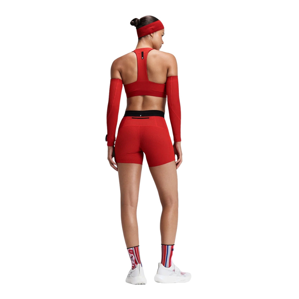 Bandit Running Women's Striped Cadence™ Scoop Neck T-Back Run Bra - BlackToe Running#colour_oxide-red-signal-red
