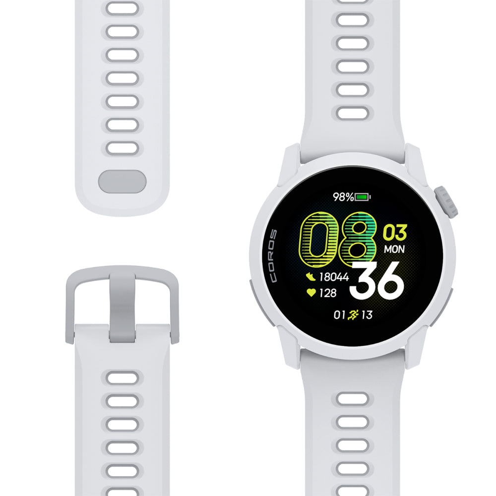 Coros Pace 4 - BlackToe Running#colour_white-with-white-silicone-band