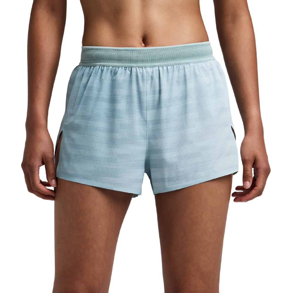 Bandit Running Women's CoolGrid™ 3" Split Shorts - BlackToe Running#colour_uneven-gradient-lagoon-Mist