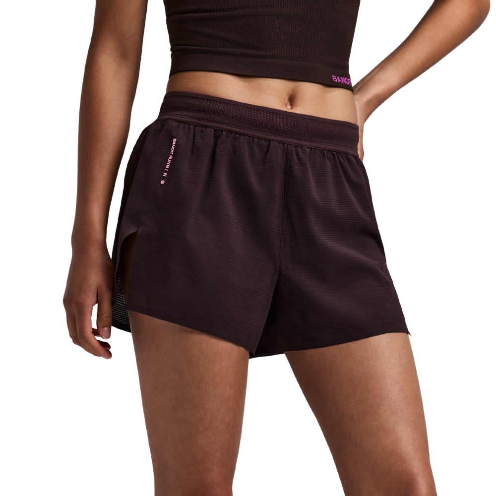 Bandit Running Women's CoolGrid™ 3" Split Shorts - BlackToe Running#colour_espresso