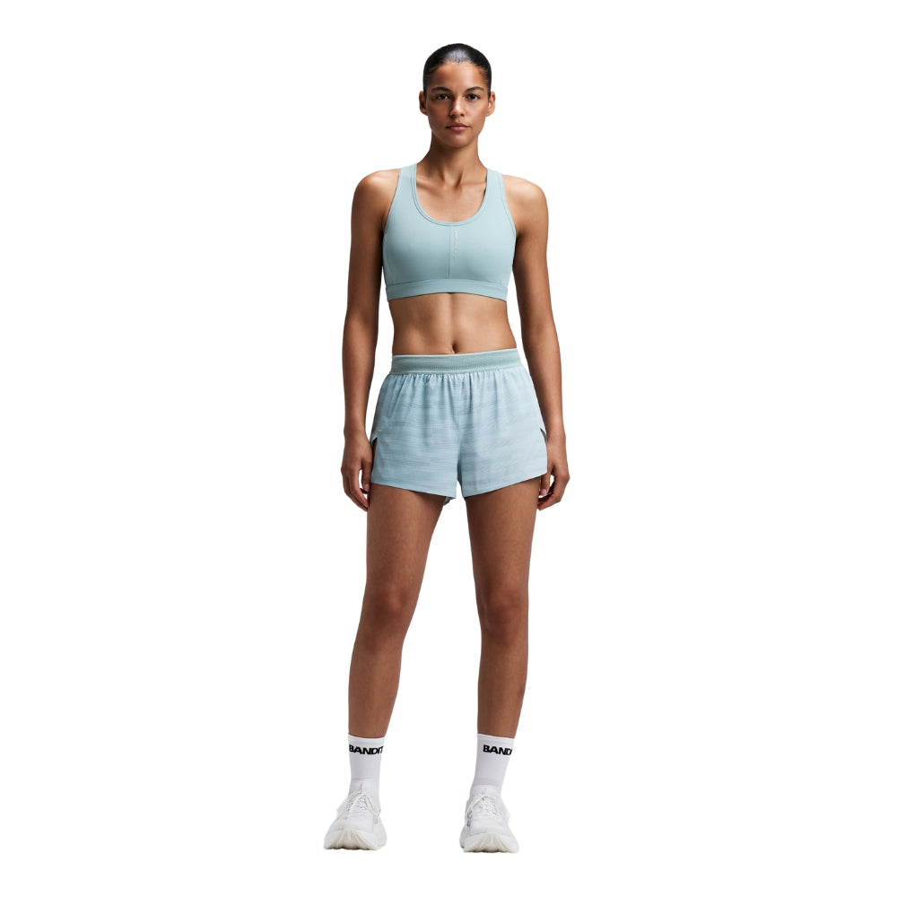 Bandit Running Women's CoolGrid™ 3" Split Shorts - BlackToe Running#colour_uneven-gradient-lagoon-Mist