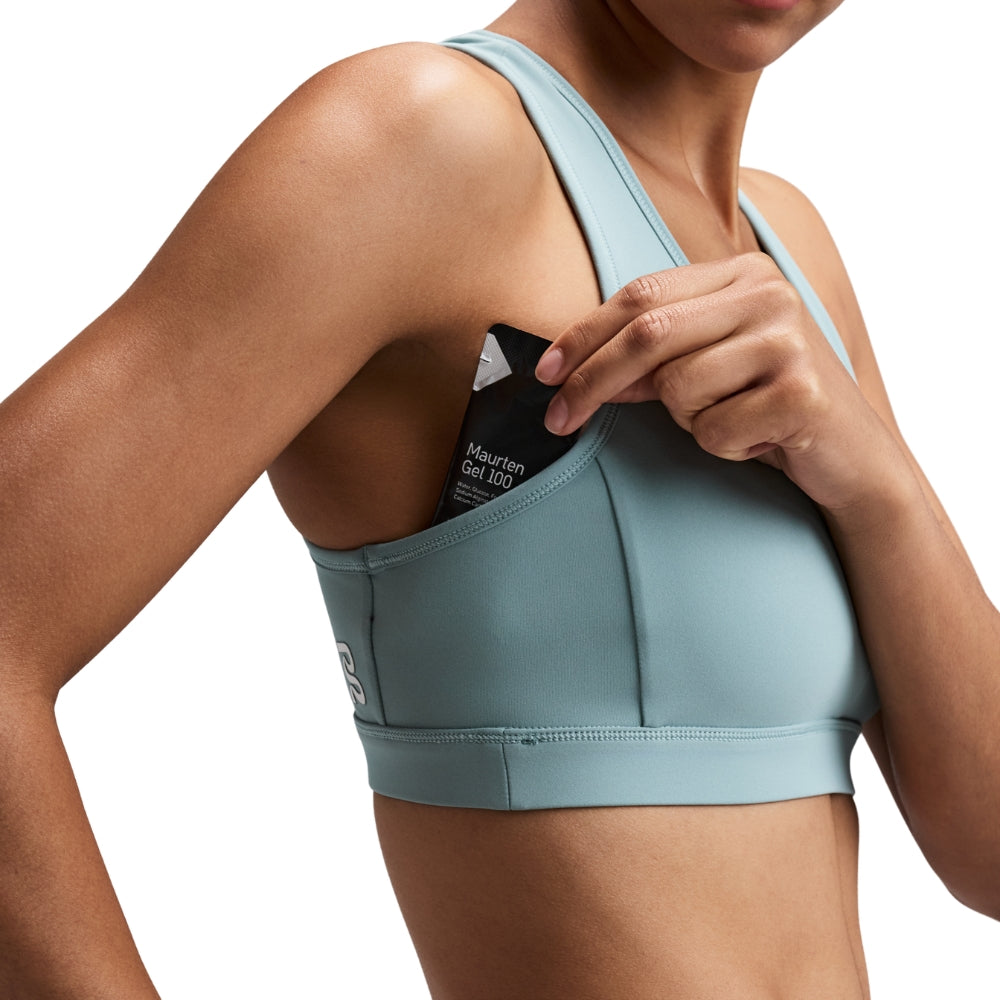 Bandit Running Women's Vanisher™ Reverso™ Scoop Neck Run Bra   - BlackToe Running#colour_growing-grid-lagoon-mist