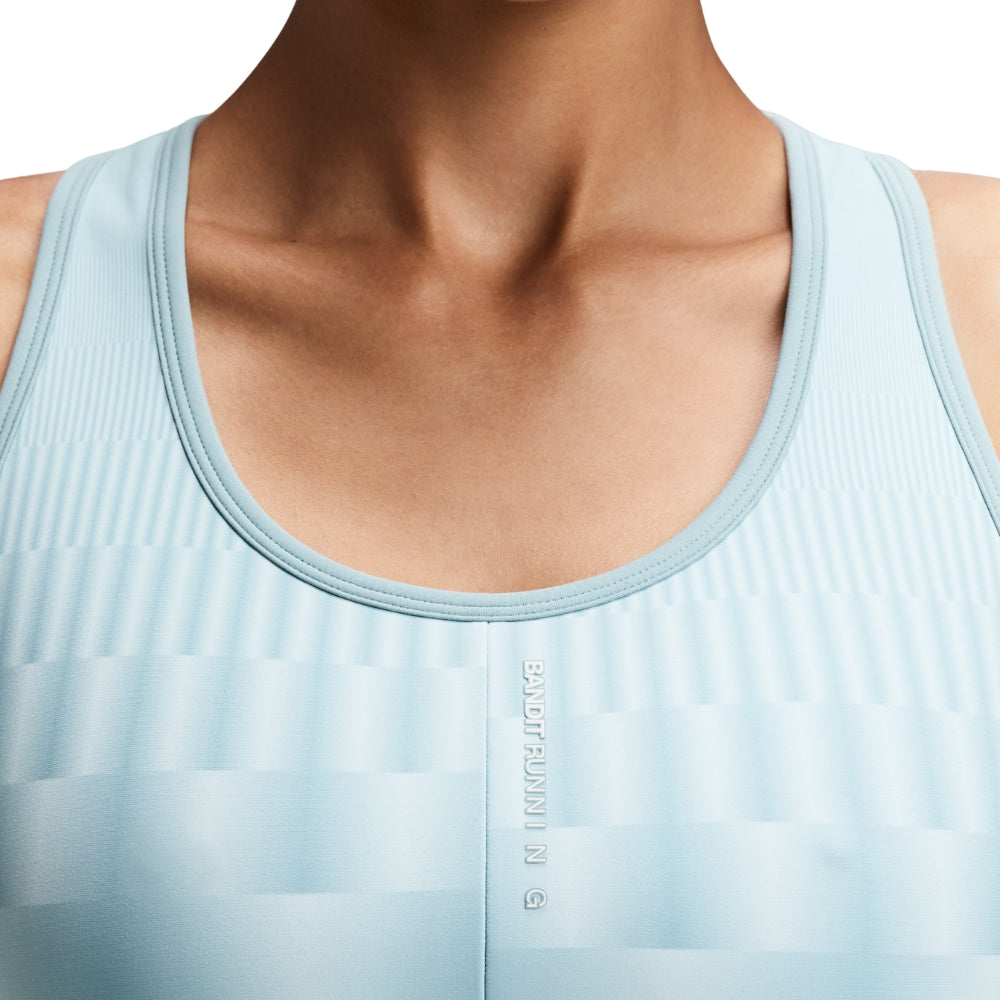 Bandit Running Women's Vanisher™ Reverso™ Scoop Neck Run Bra   - BlackToe Running#colour_growing-grid-lagoon-mist