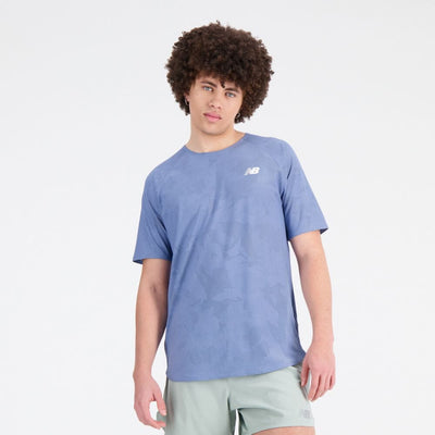 New Balance Men's Q Speed Jacquard ICEx Technology Short Sleeve - BlackToe Running#colour_mercury-blue