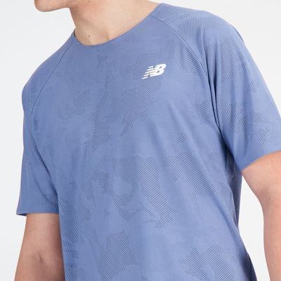 New Balance Men's Q Speed Jacquard ICEx Technology Short Sleeve - BlackToe Running#colour_mercury-blue