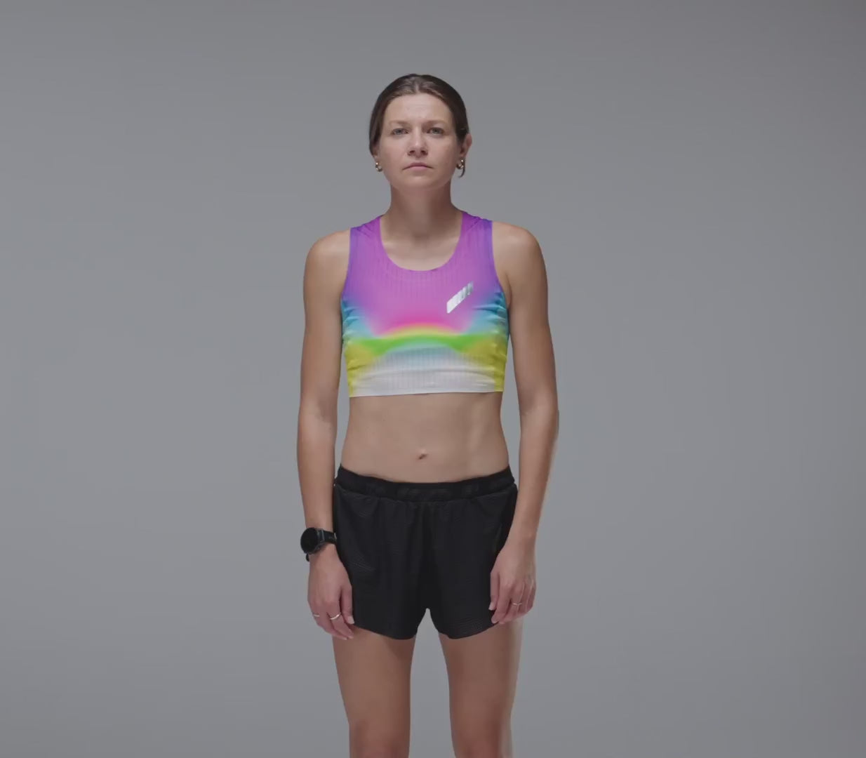 Soar Women's Crop Race Vest - BlackToe Running#colour_white-summer-rainbow