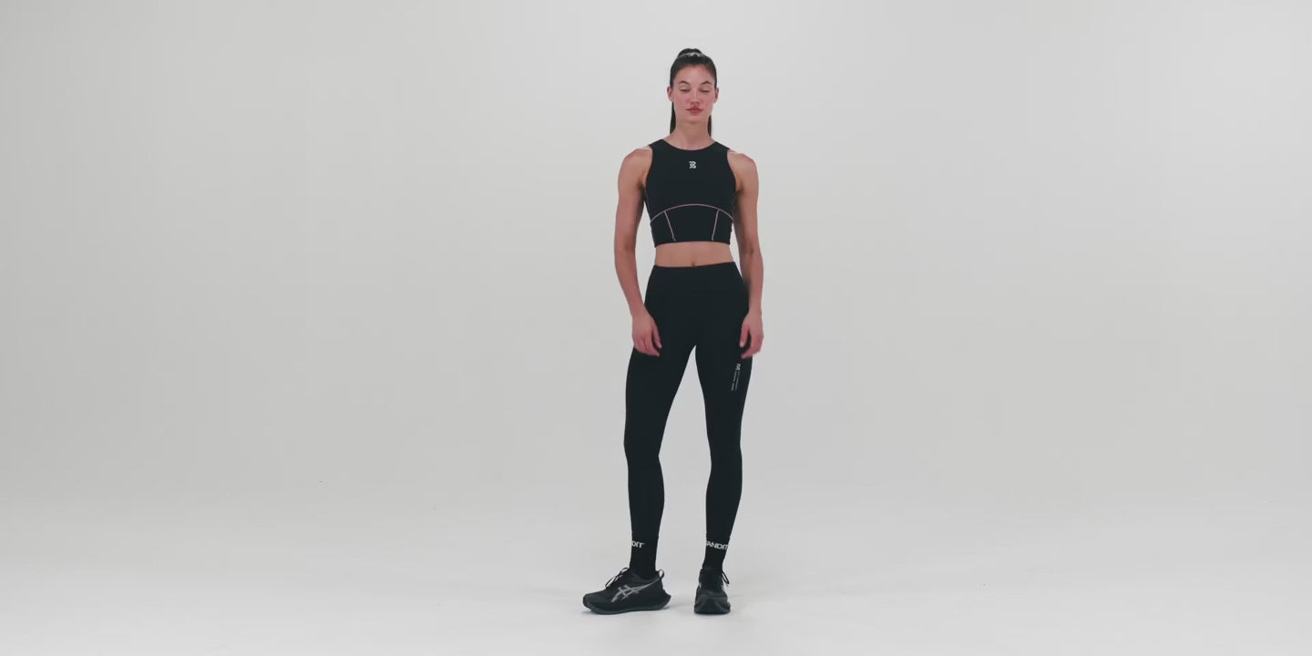 Bandit Running Women's Stamina™ Pop Stitch™ High Waist Leggings - BlackToe Running#colour_black