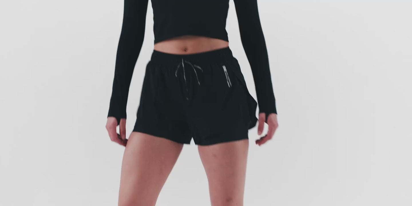 Bandit Running Women's Vento™ Dua Short - BlackToe Running#colour_black