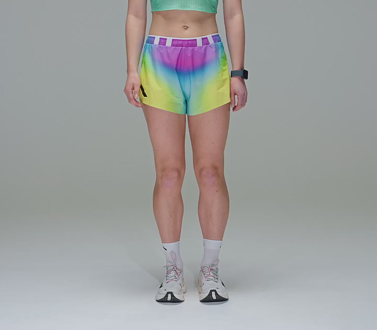 Soar Women's Marathon Shorts - BlackToe Running#colour_summer-rainbow