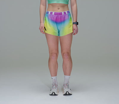 Soar Women's Marathon Shorts - BlackToe Running#colour_summer-rainbow