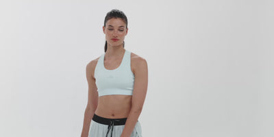 Bandit Running Women's STAMINA™ Scoop Neck Run Bra - BlackToe Running#colour_minty-blue