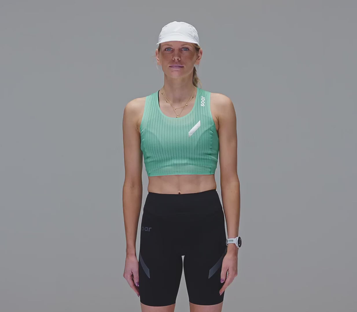 Soar Women's Crop Race Vest - BlackToe Running#colour_green