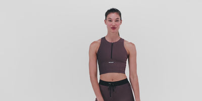 Bandit Running Women's Striped Cadence™ Zip Front Race Crop - BlackToe Running#colour_black-mauve