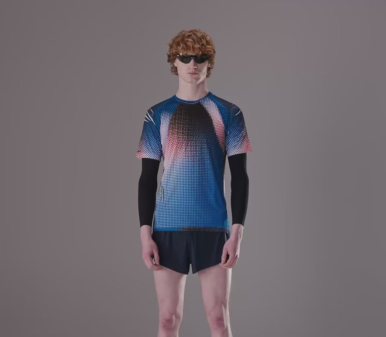 Soar Men's Printed Tech T - BlackToe Running#colour_blue-black-dots