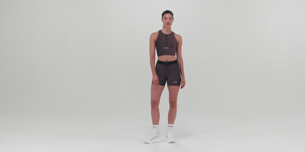 Bandit Running Women's Striped Cadence™ Zip Front Race Crop - BlackToe Running