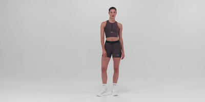 Bandit Running Women's Striped Cadence™ Zip Front Race Crop - BlackToe Running#colour_black-mauve