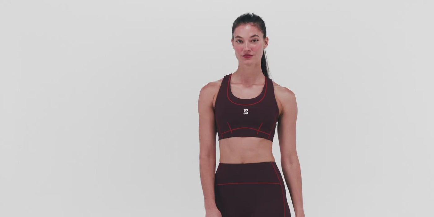 Bandit Running Women's Stamina™ Pop Stitch Arco Bra - BlackToe Running#colour_fig-intense-red