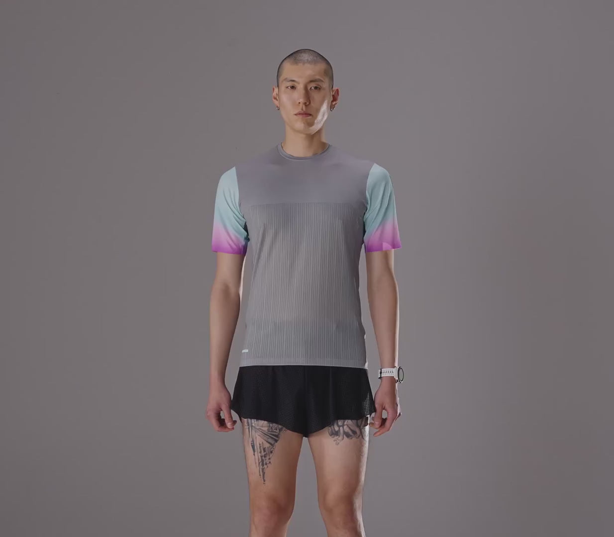 Soar Men's SS Hot Weather T - BlackToe Running#colour_silver-grey-magenta