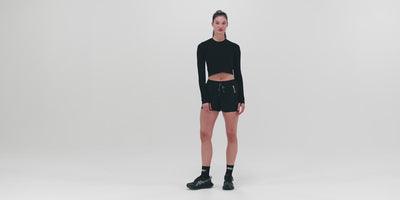 Bandit Running Women's Mercury Seamless™ Long Sleeve Crop - BlackToe Running#colour_black