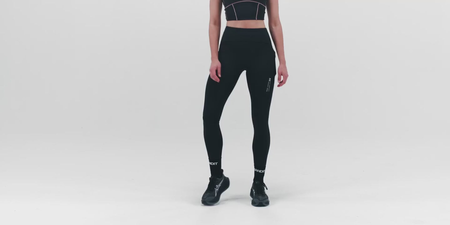 Bandit Running Women's Stamina™ Pop Stitch™ High Waist Leggings - BlackToe Running#colour_black