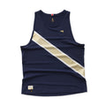 Tracksmith Men's Strata Singlet - BlackToe Running#colour_navy-ivory-gold