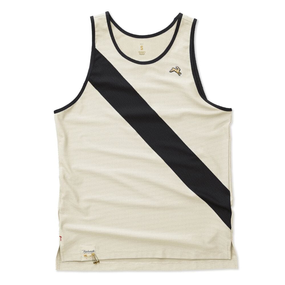 Tracksmith Men's Van Cortlandt Singlet Men's Tops - BlackToe Running#colour_ivory-black