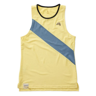 Tracksmith Women's Van Cortlandt Singlet Women's Tops - BlackToe Running#colour_pale-yellow-slate-black