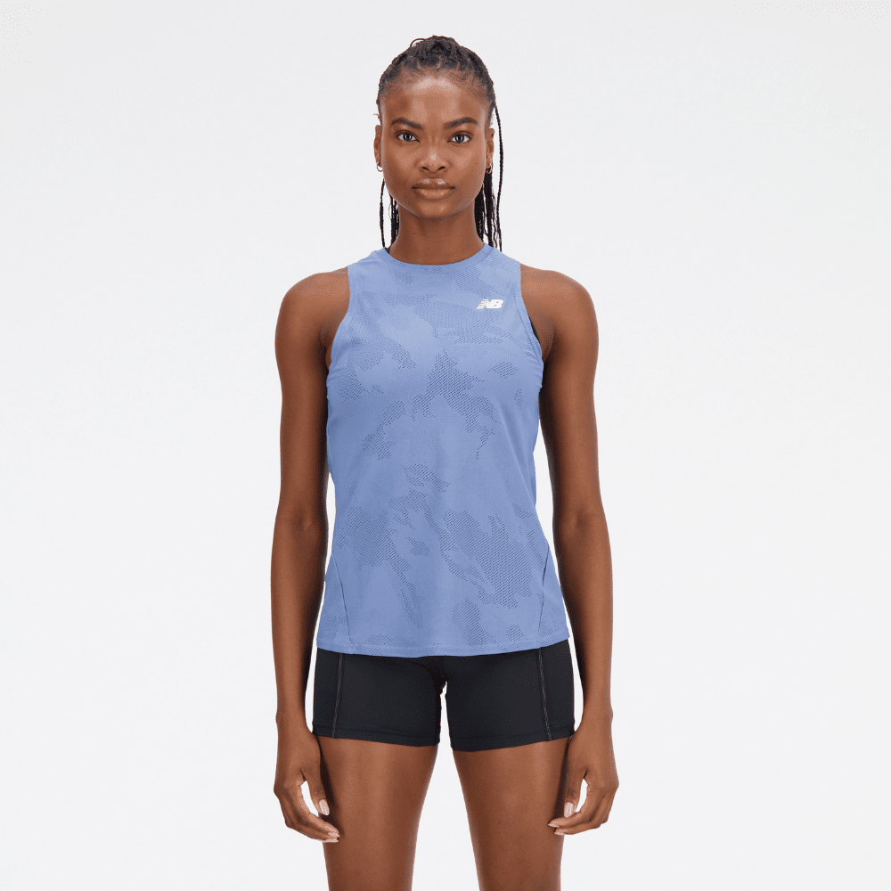 New Balance Women's Q Speed Jacquard ICEx Technology Tank - BlackToe Running#colour_mercury-blue