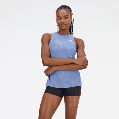 New Balance Women's Q Speed Jacquard ICEx Technology Tank - BlackToe Running#colour_mercury-blue