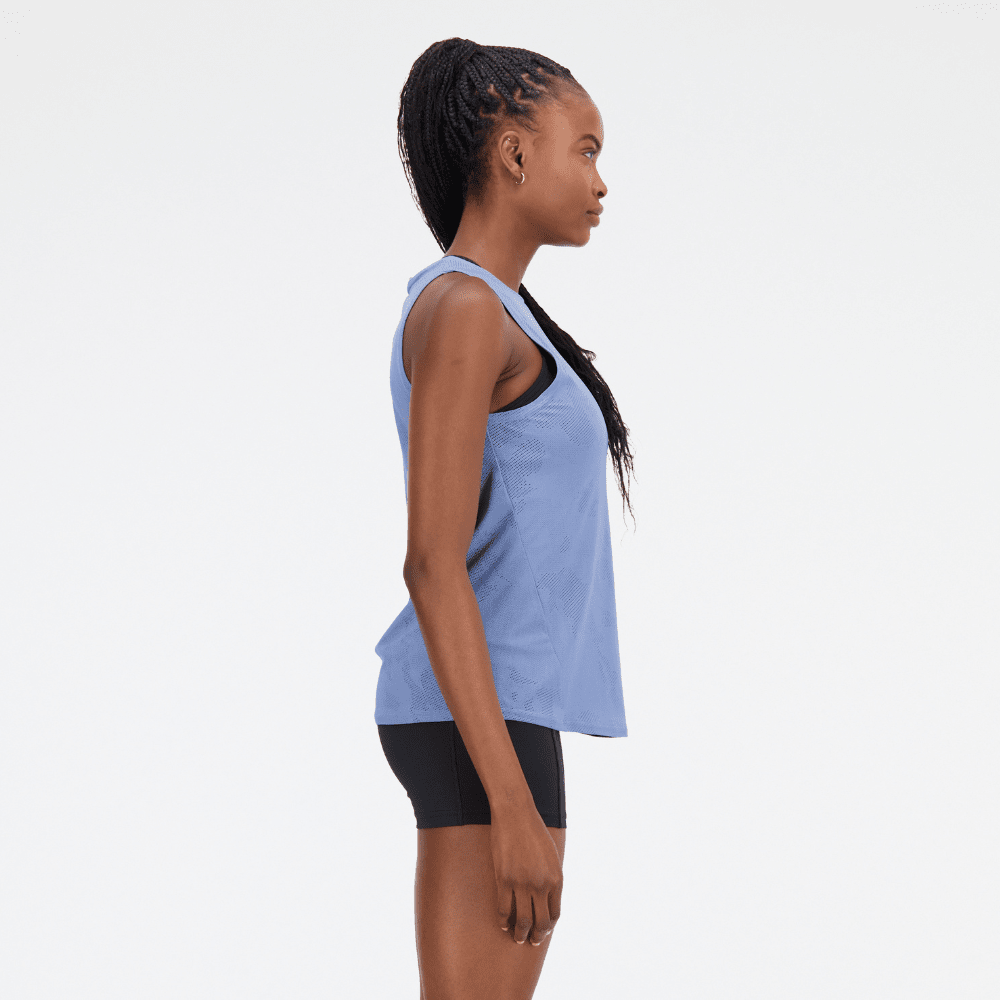 New Balance Women's Q Speed Jacquard ICEx Technology Tank - BlackToe Running#colour_mercury-blue
