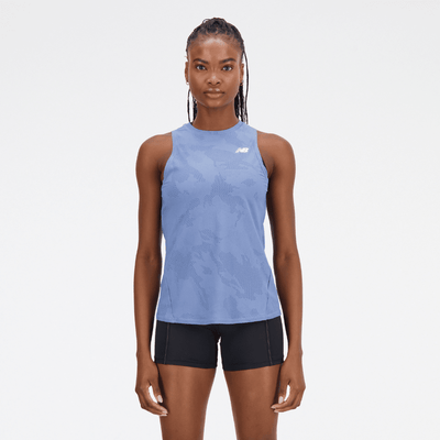 New Balance Women's Q Speed Jacquard ICEx Technology Tank - BlackToe Running#colour_mercury-blue