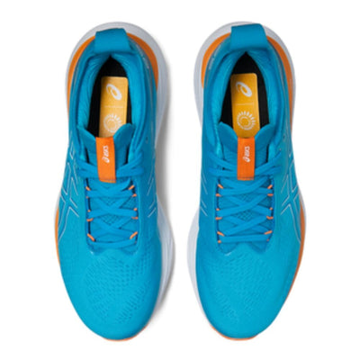 Asics Men's Gel-Nimbus 25 Men's Shoes - BlackToe Running#colour_island-blue-sun-peach