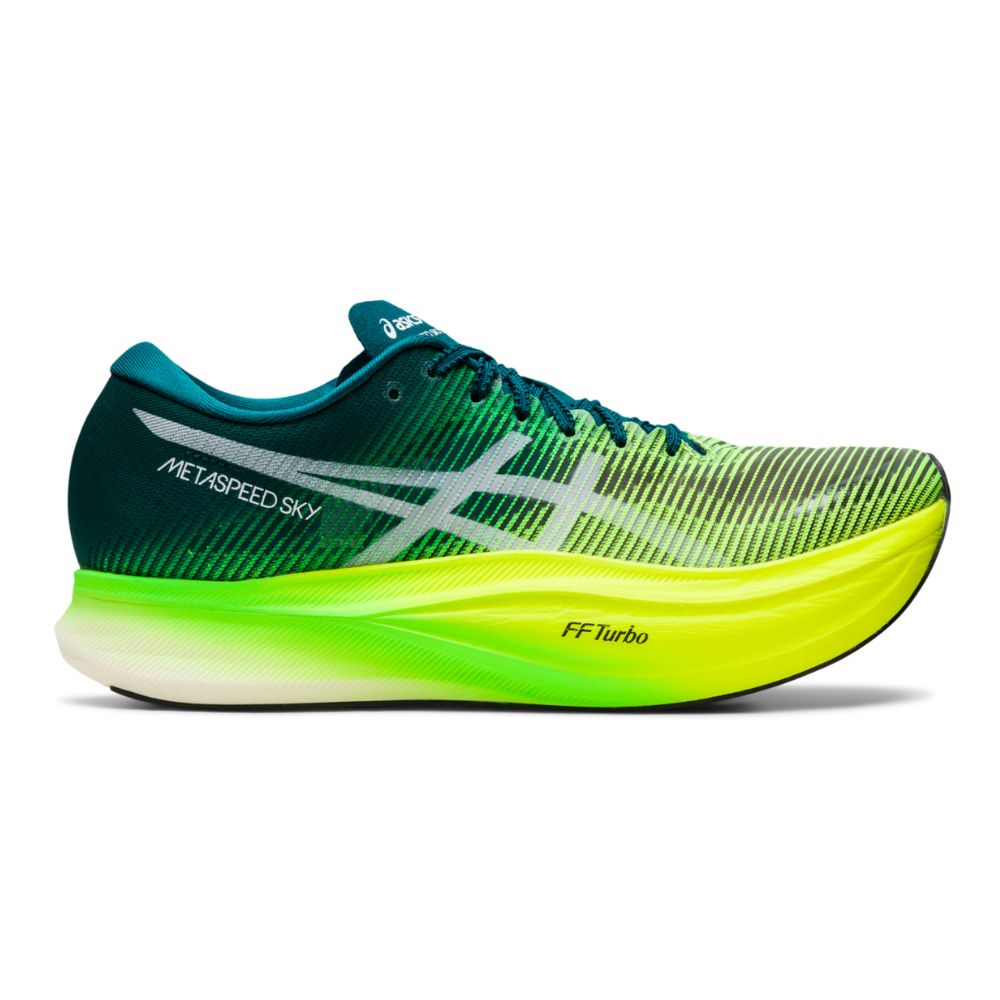 Asics Metaspeed Sky+ Unisex Shoes - BlackToe Running#colour_velvet-pine-safety-yellow