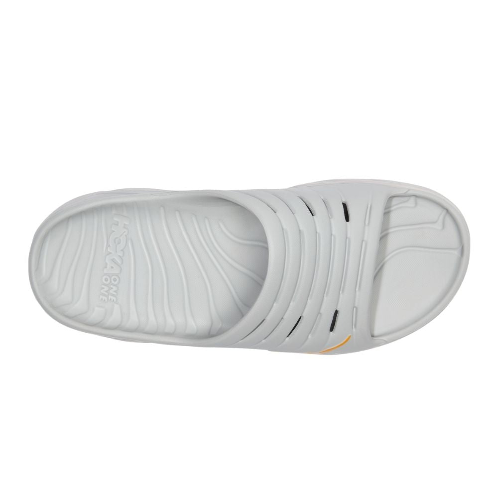 Hoka One One Men's Ora Recovery Slide Rx Items - BlackToe Running#colour_lunar-rock-radiant-yellow