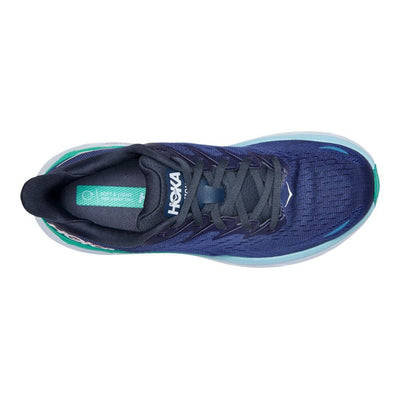 Hoka One One Women's Clifton 8 Women's Shoes - BlackToe Running#colour_outer-space-bellwether-blue
