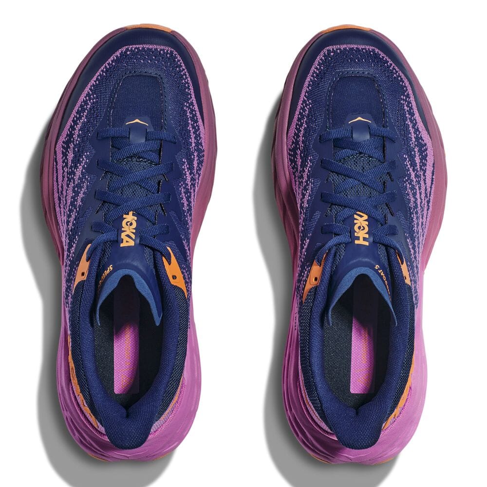 Hoka One One Women's Speedgoat 5 Women's Shoes - BlackToe Running#colour_bellwether-blue-cyclamen