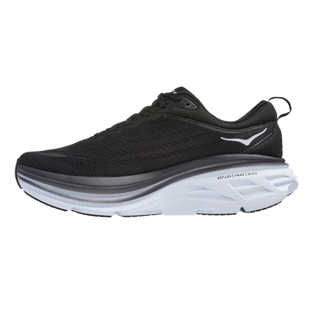 Hoka One One Men's Bondi 8 - BlackToe Running#colour_black-white