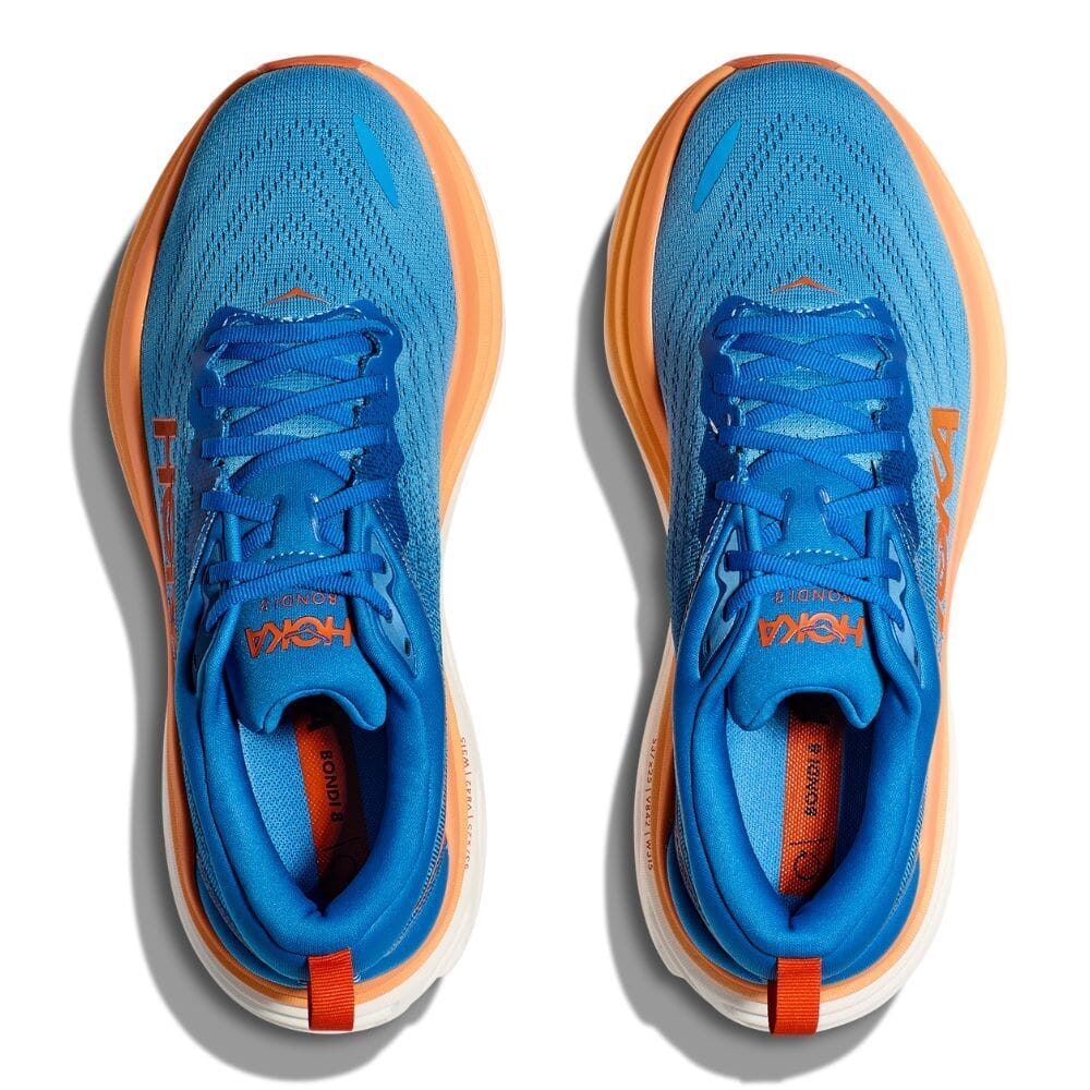 Hoka One One Men's Bondi 8 - BlackToe Running#colour_coastal-sky-vibrant-orange