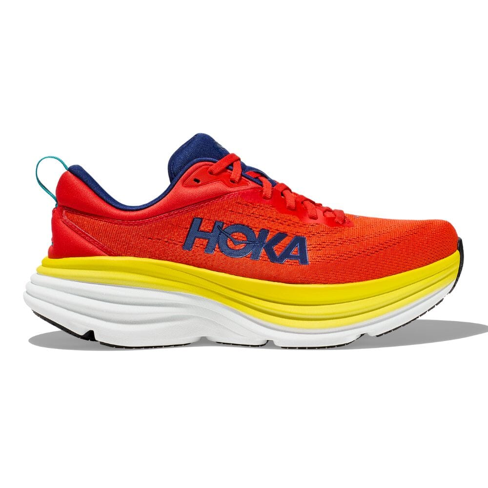 Hoka One One Men's Bondi 8 - BlackToe Running#colour_red-alert-flame
